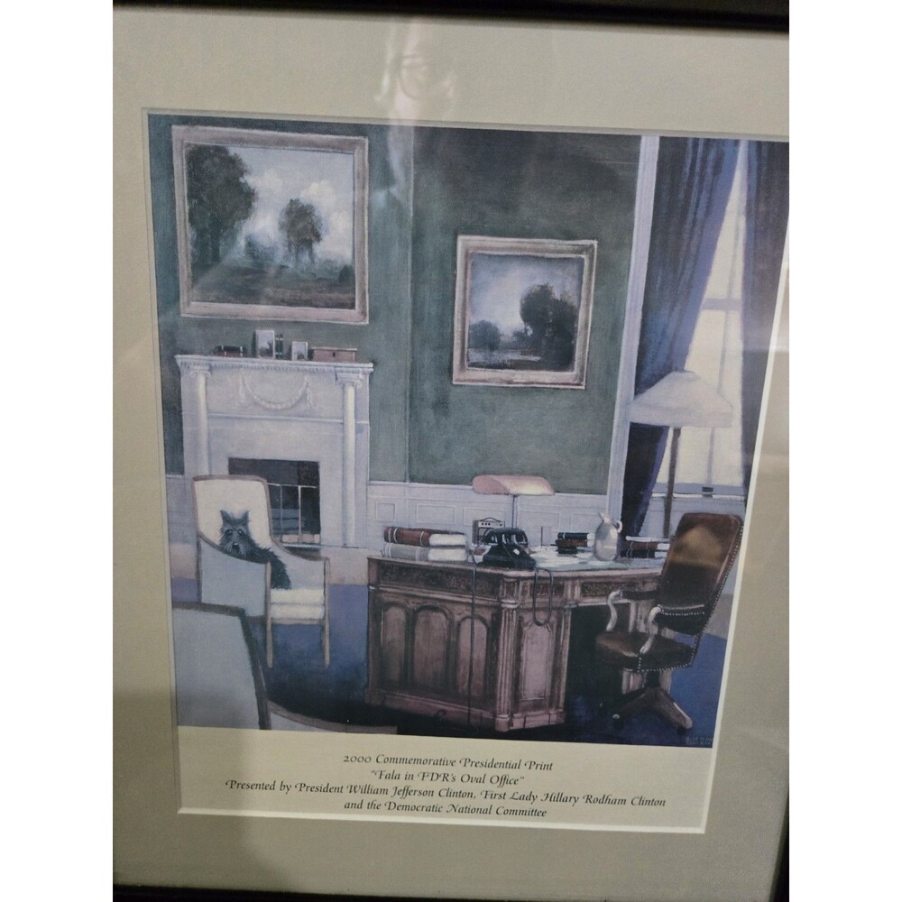 2000 Commemorative Presidential Print   “Fala In F D R ‘s Oval Office “with Coa